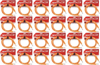 24 Rockville RCTR110O Orange 10' 1/4'' TRS to 1/4'' TRS  Cable 100% Copper