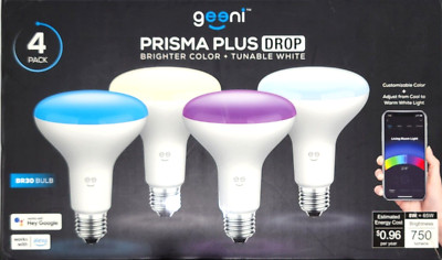 geeni PRISMA PLUS DROP Bulb BR30 Tunable White CUSTOMIZABLE COLOR - 4 Pack