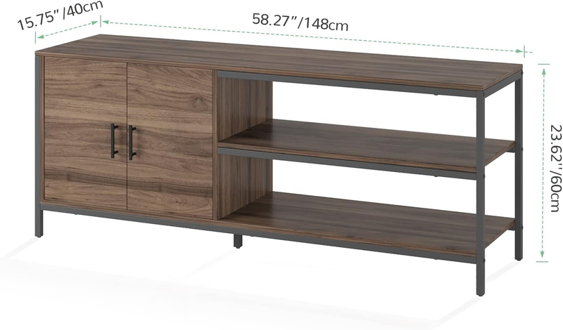 Retro Farmhouse TV Stand for Tvs up to 65 Inches, Living Room Entertainment Cent