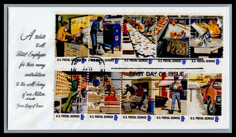 US FDC  # 1489-1498 8c Postal People  Artmaster  1973, 9M228