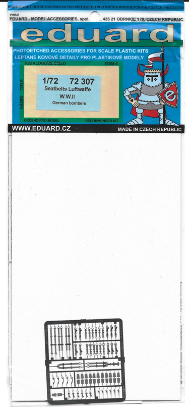 Eduard 72307 - Ceintures De Sécurité Luftwaffe Bombers échelle 1/72 - Neuf