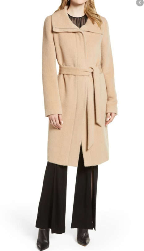 Cole Haan Suri Alpaca Zip Wrap Coat Nude Size 10 Retail 798 NWT Brand New