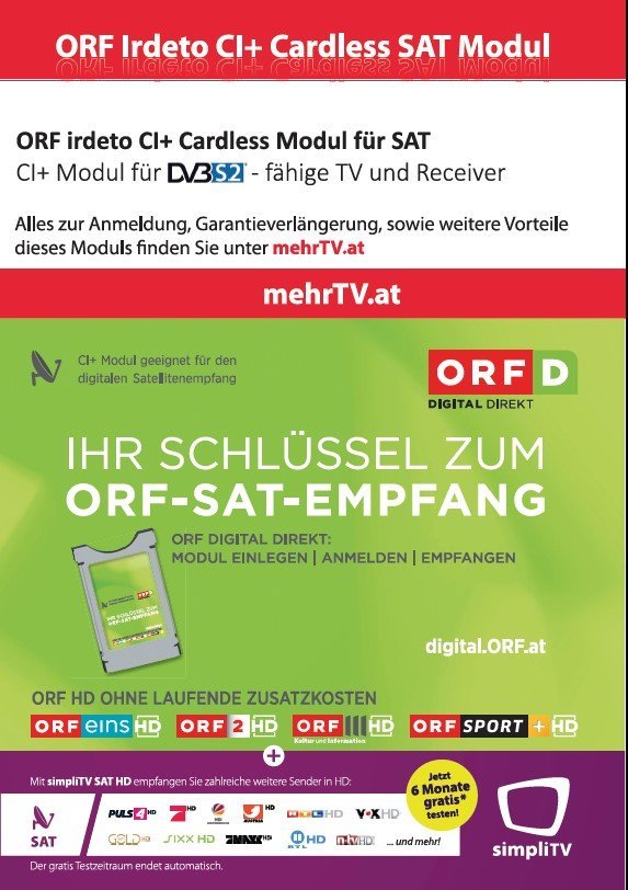 ORF (Karte) cardless CI SAT MODUL inkl. 5 Jahre ORF HD