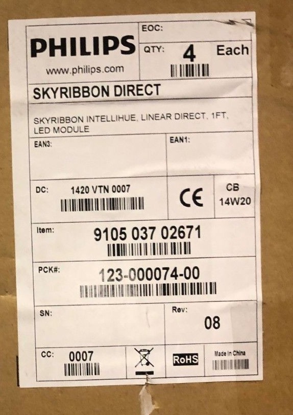 NEW LOT OF 4 Philips SkyRibbon IntelliHue Linear Direct led Module 123-000074-00