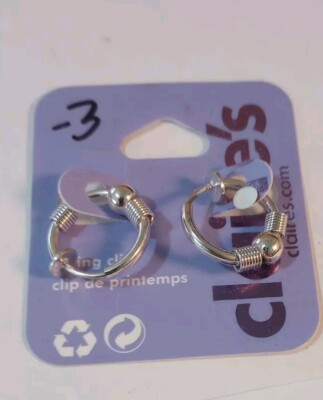 Claire's Silver Tone Spring Hoop clip On Earrings 