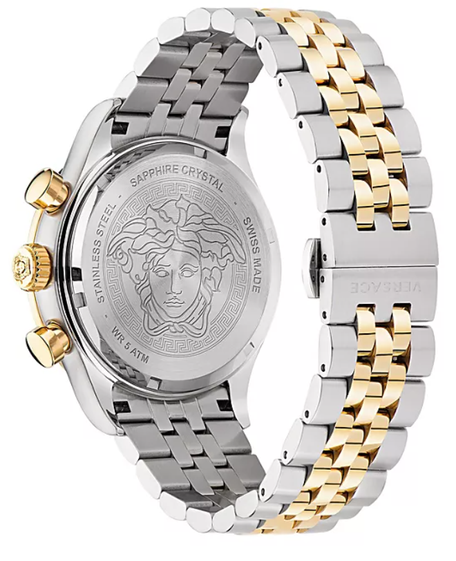 Pre-owned Versace Mens Hellenyium Two Tone 44mm Bracelet Fashion Watch