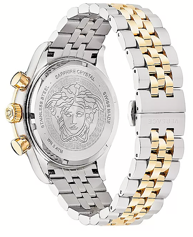 Pre-owned Versace Mens Hellenyium Two Tone 44mm Bracelet Fashion Watch