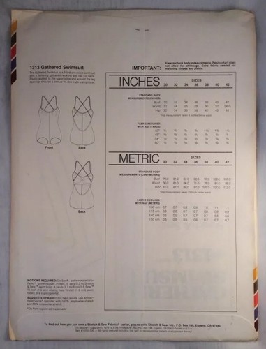 Stretch & Sew Pattern Ann Person 1313 WOMENS GATHERED SWIMSUIT Bust 30-42