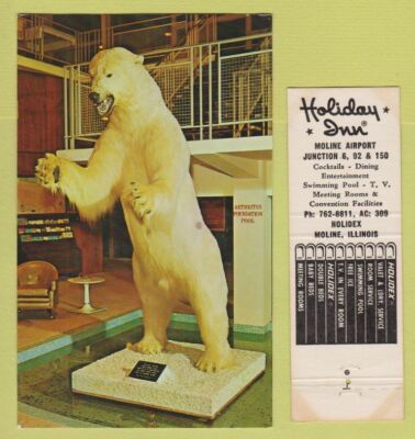 Matchbook Postcard Combo - Holiday Inn Moline IL Polar Bear