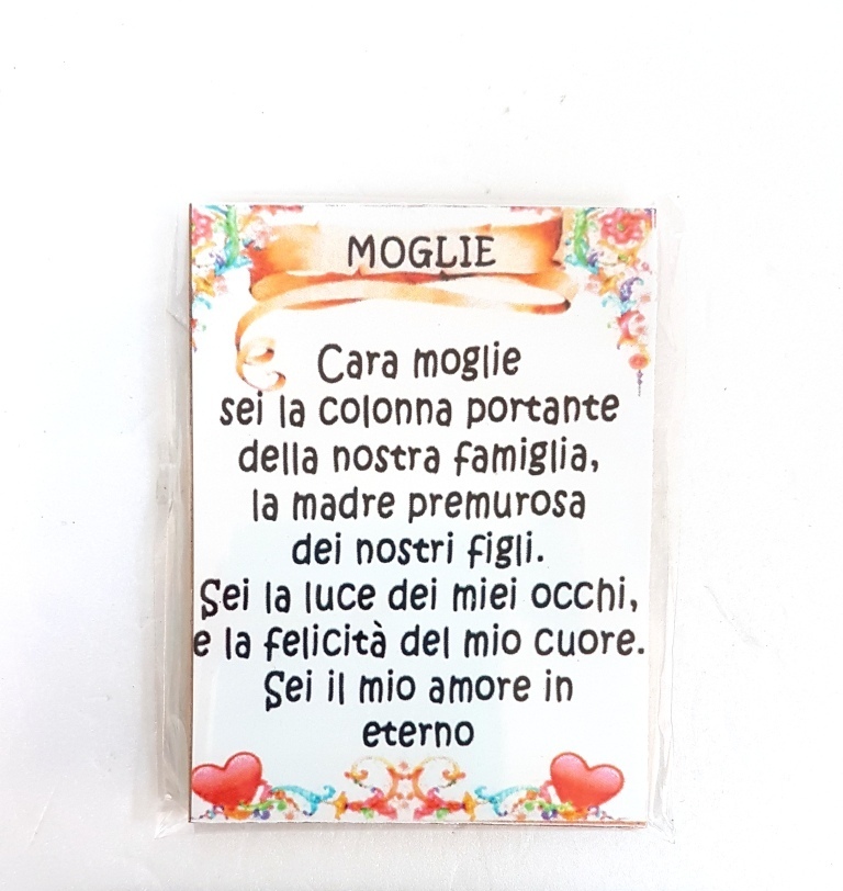Calamita Magnete Magnetino Rettangolare Idea Regalo Frasi Dedica Moglie moc