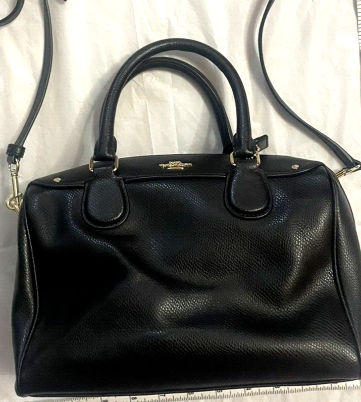 COACH Mini Bennett Satchel Purse Shiny Crossgrain Leather