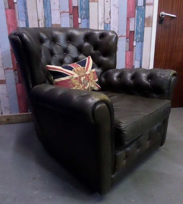 Fantastic Vintage Chesterfield Pegasus Wade Monk Chair in Unique Olive