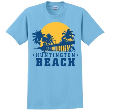 Huntington Beach Surf City Orange County Local CA Tee Shirt  Blue T-Shirt