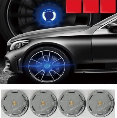 54mm 4Pcs Self-Powered Floating Illumination Wheel Center Caps For Ford