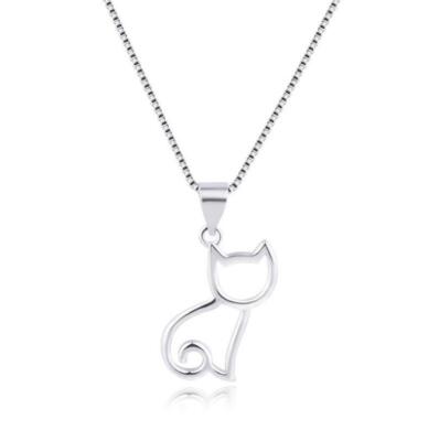 Adorable Kitten Cat Silver SP Pendant Chain Necklace