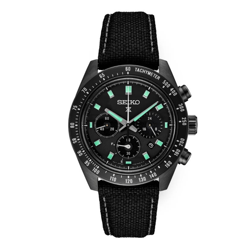 Pre-owned Seiko Prospex Black Series Speedtimer Solar Chronograph Watch Ssc923 Fedex 2 Day