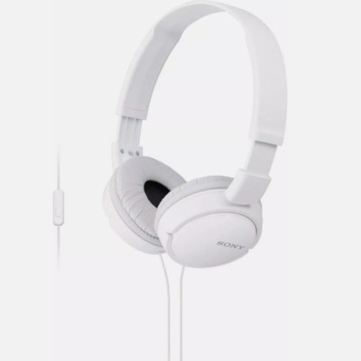 Sony MDR-ZX110AP Wired Extra Bass Headphones w/Mic (Black/White)