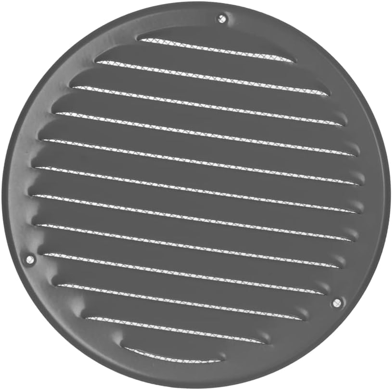 Grey Round Metal Air Vent Grille Cover with Insect Mesh Ø 160mm / 6