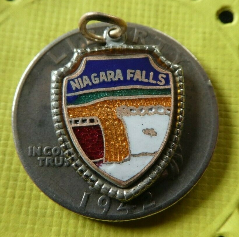 Vintage Sterling Silver and Enamel Niagara Falls Souvenir Charm
