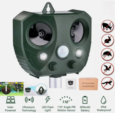 Upgraded Solar Ultrasonic Animal Repellent Dog Cat Skunk Deer Raccoon For Garden
