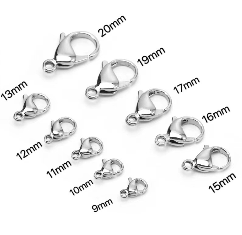 5pcs 316L Stainless Steel Lobster Clasp Hook Claw Clasp Findings 10/12/15mm TH3