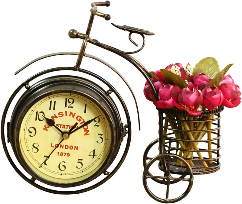 Vintage Desk Clock Table Clock Tabletop Metal bicycle Clock 