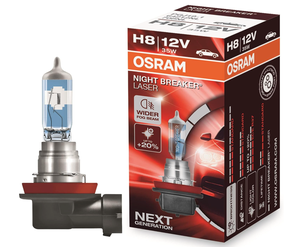 OSRAM Night Breaker Laser +150% H8 Car Headlight Bulbs (1 Lamp)