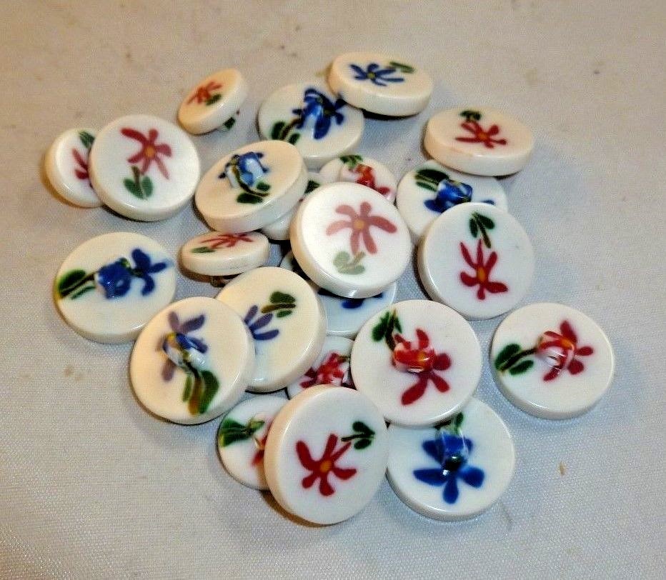 Vintage Grouping  of 24 Cane Glass Buttons  Two Sizes