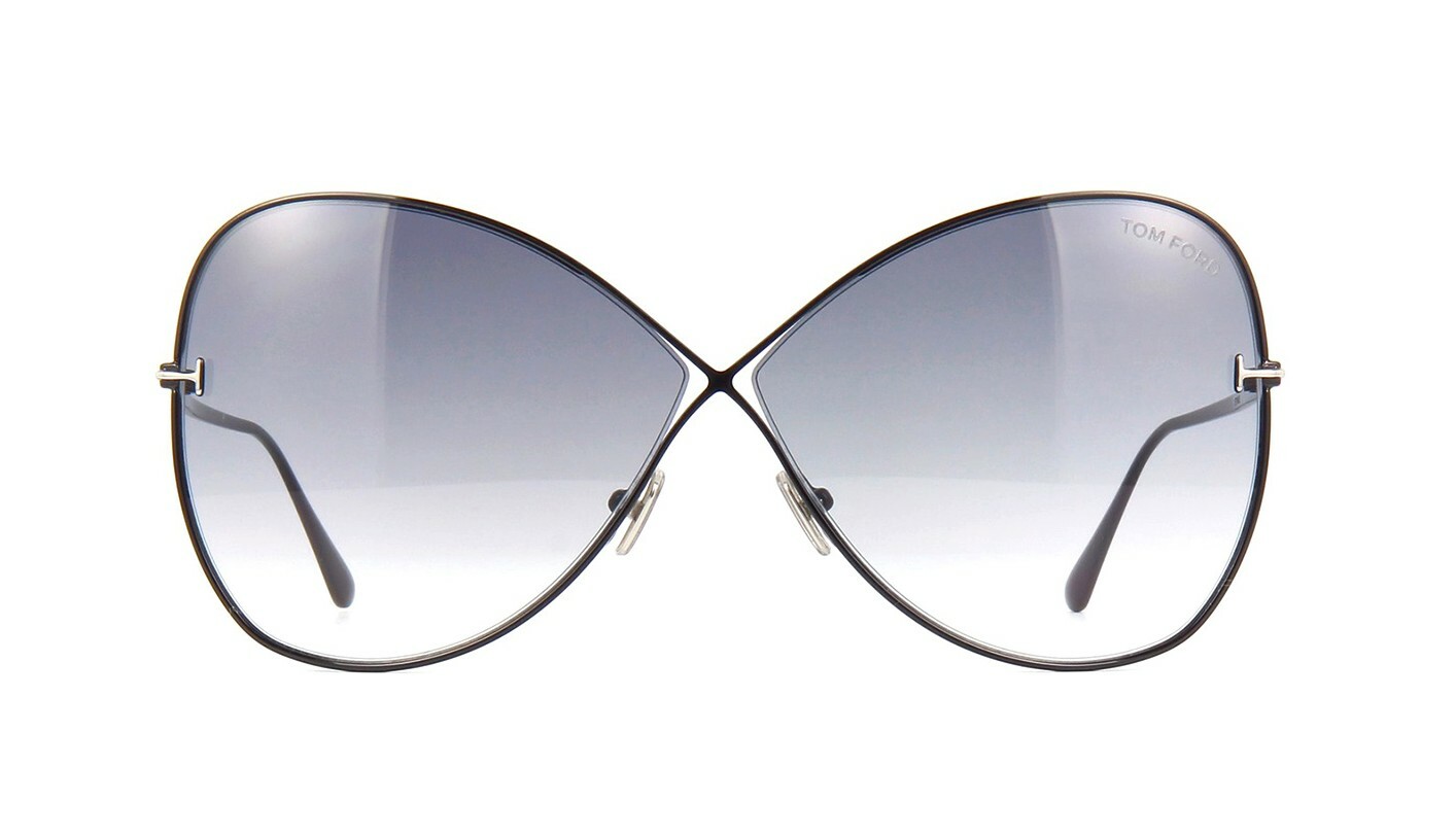 Pre-owned Tom Ford Nickie Ft 0842 Shiny Black/blue Grey Shaded (01b) Sunglasses In Gray