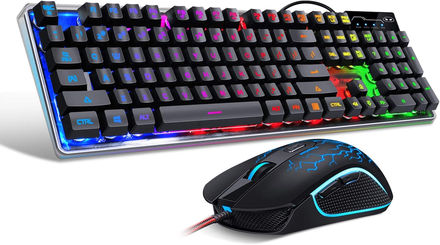 Gaming Keyboard and Mouse Combo, K1 RGB LED Backlit Keyboard with 104 Key Comput