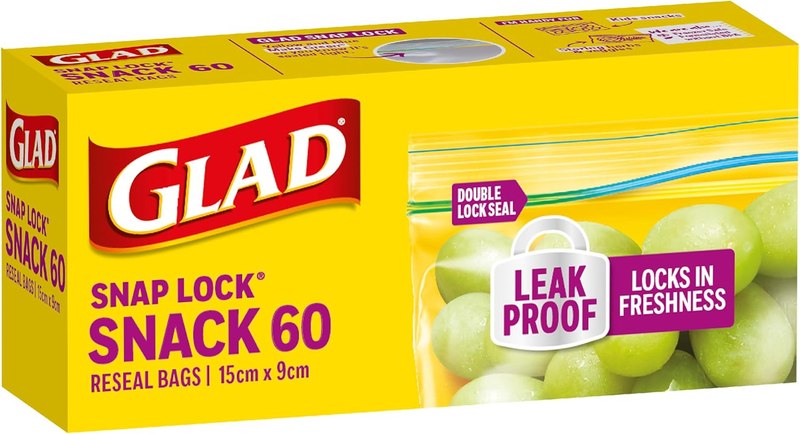 Snap Lock Resealable Mini Snack Bags, BPA Free, Microwave & Freezer Safe, 60 Cou