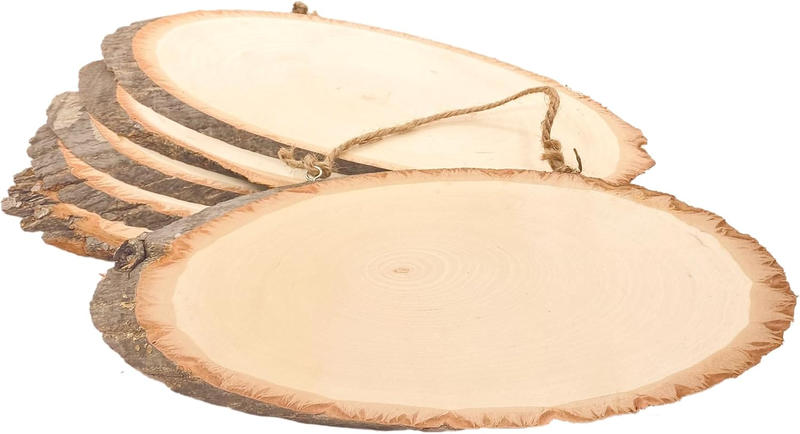 6 Pack 13 Inch Oval Wood Slice Basswood Plaque Hanging Signs for Burning Paintin