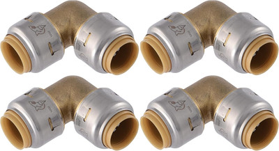 Max 1/2 Inch 90 Degree Elbow, Pack of 4, Push to Connect Brass Plumbing Fitting,