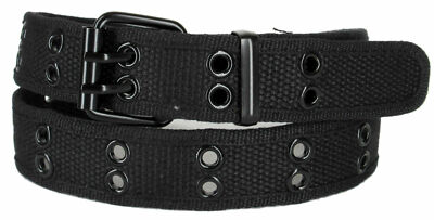 KIDS CHILDREN BOYS GIRLS 2 HOLES ROW GROMMETS Stitched Canvas Fabric Web Belt