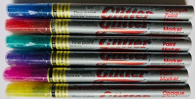 Marvy Uchida DecoColor Opaque Glitter Marker Fine Point 160-S Set of 6