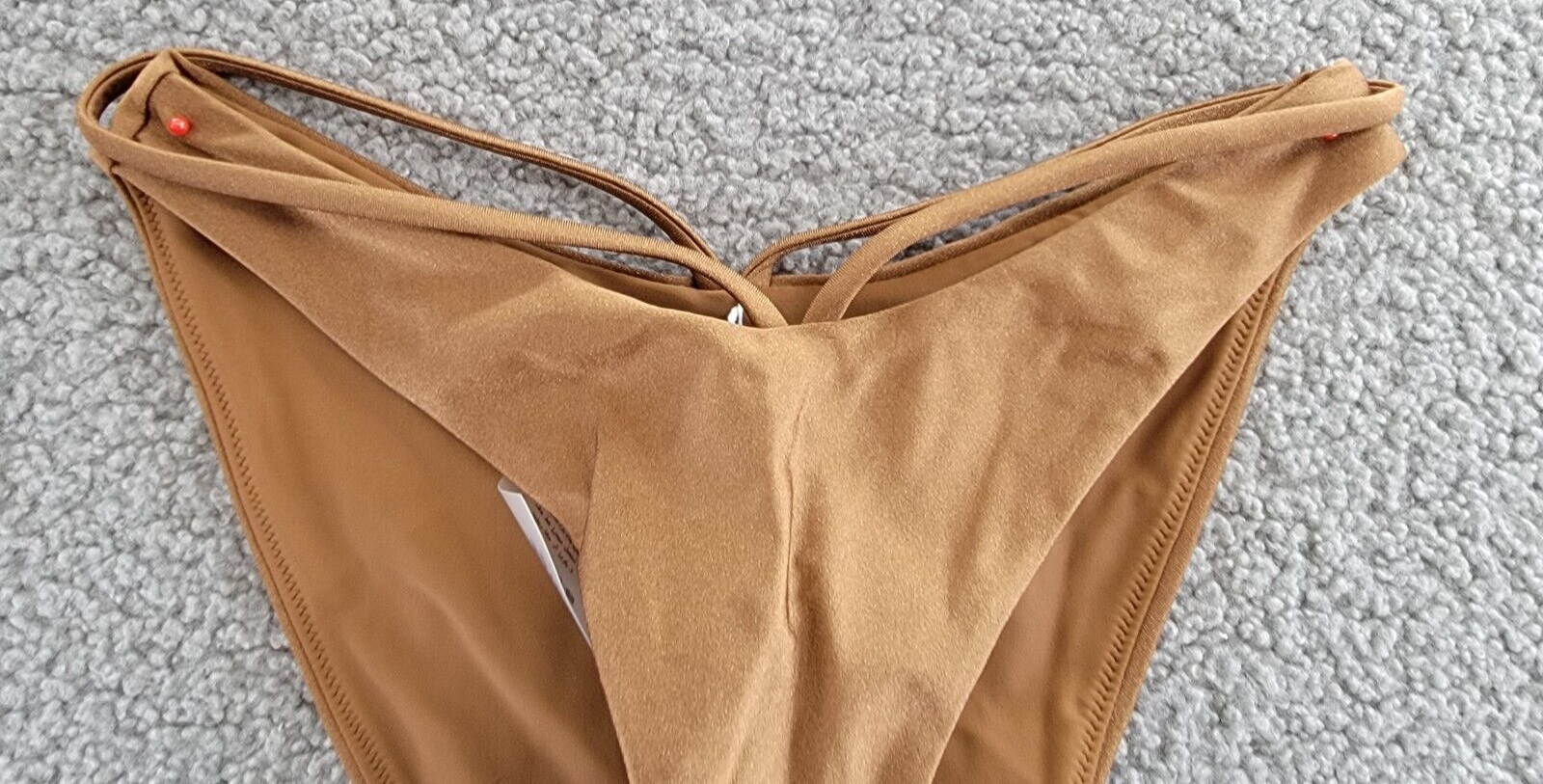 Simkhai Emmalynn Strappy Bikini Bottom Women's XS Bronze Elastic Waist Pull On - Picture 3 of 16
