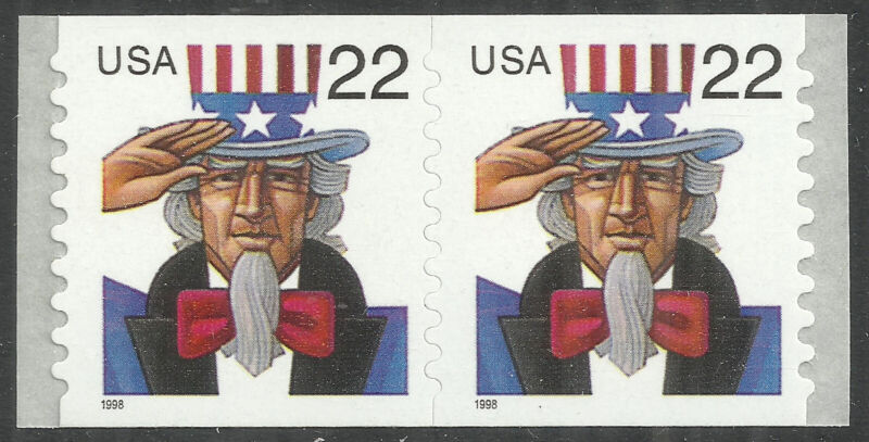 Scott 3263, Uncle Sam 22¢ Self Adhesive Pair from 1998 - Mint, Never Hinged