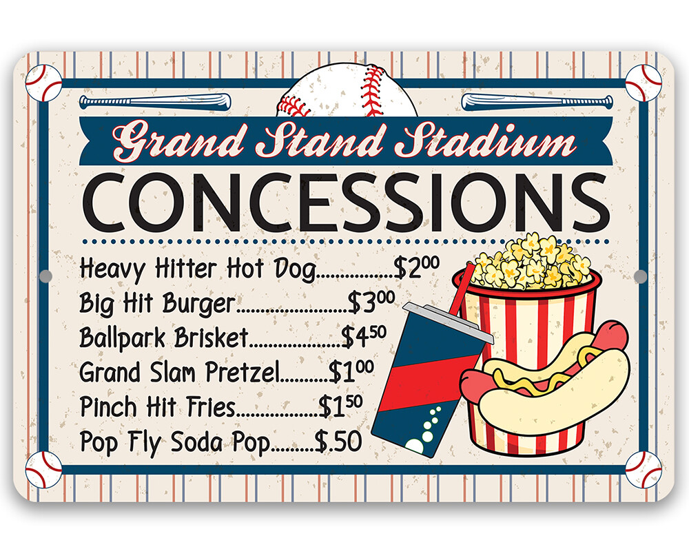 Metal Sign - Grand Stand Stadium Concessions - Great Snack Store Sign and Decor | eBay for Concession Stand Banner Printable Free