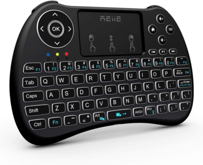 Version)REIIE H9+ Backlit Wireless Mini Handheld Remote Keyb
