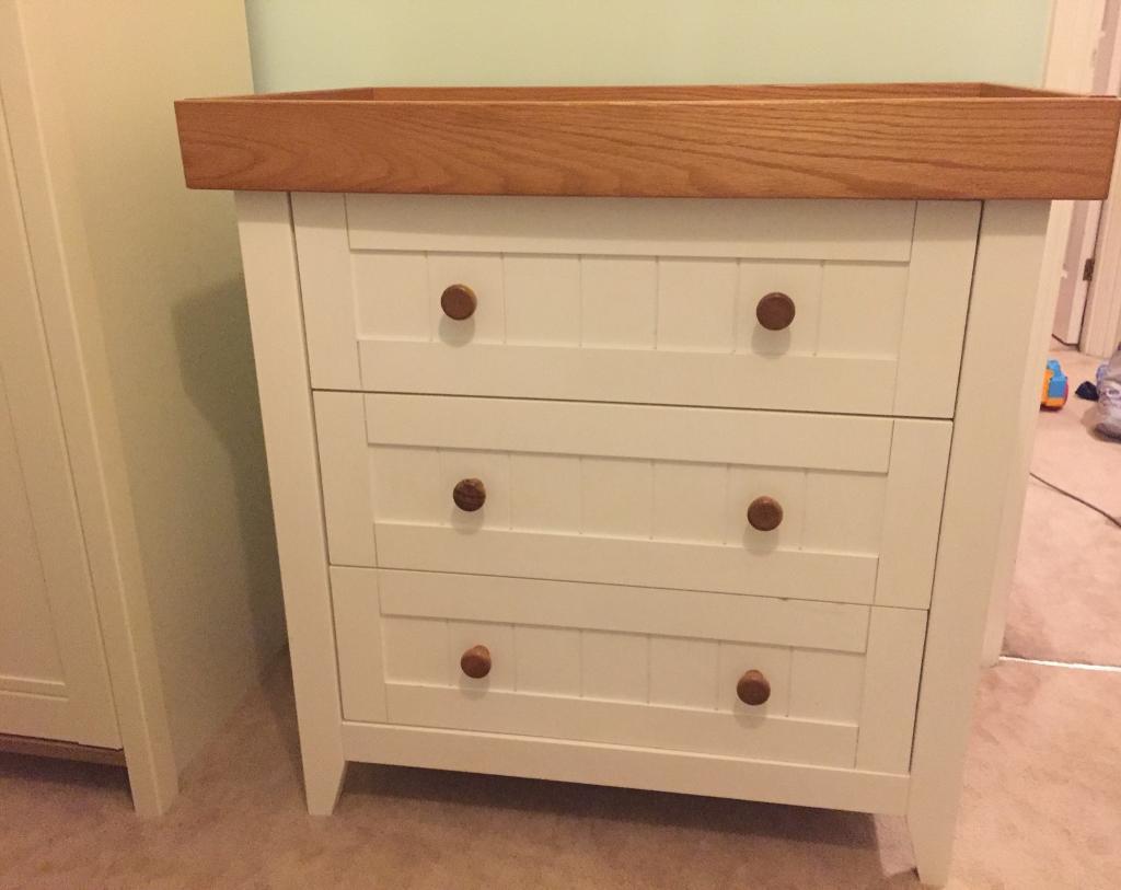 Baby Changing Table Chest Of Drawers White And Oak In