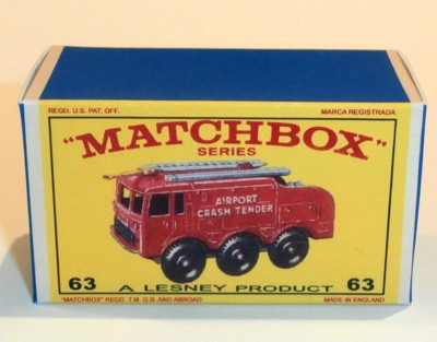 Matchbox Lesney No 63 Alvis Foamite Crash Tender Empty Repro E style Box*