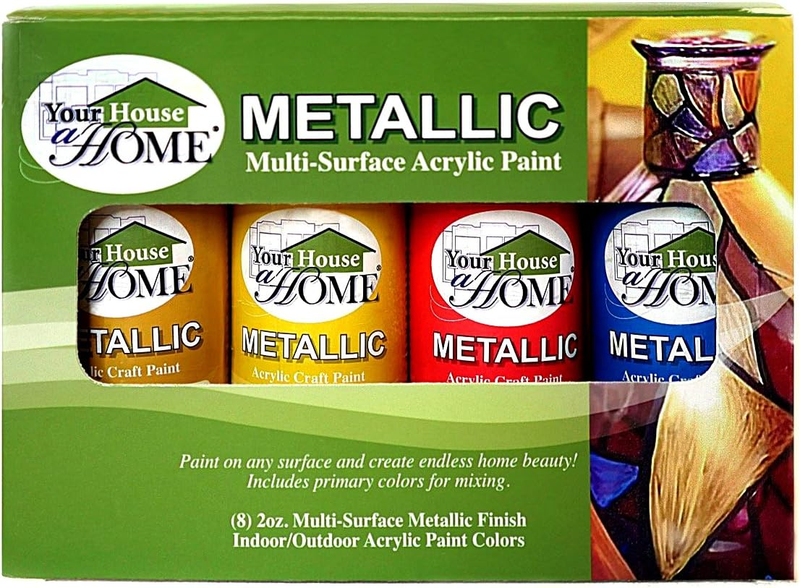 Metallic Multi-Surface Acrylic Craft Paint Set of 8, Great f