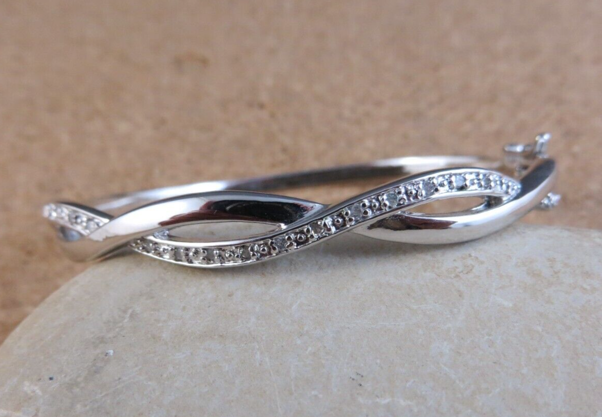 アクセサリー Vintage Silver Wide Wave Caff Bangle 925 VINTAGE STERLING SILVER WIDE WAVE DESIGN HARD BANGLE CUFF
