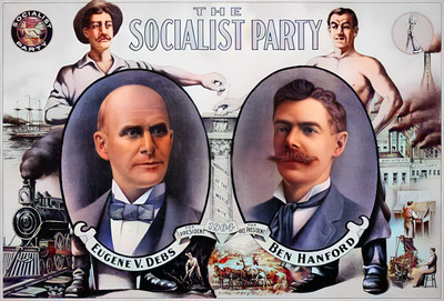 Eugene V. Debs Socialist Party 1904 Ben Hanford Campaign Poster Print Colorized