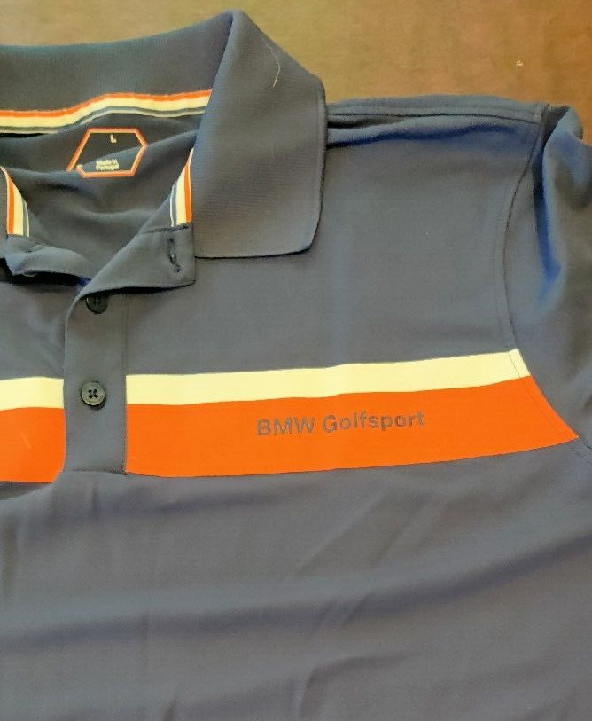 Sport Polo Shirt Men Large Blue Race Stadium Stripe Car Casual Golf