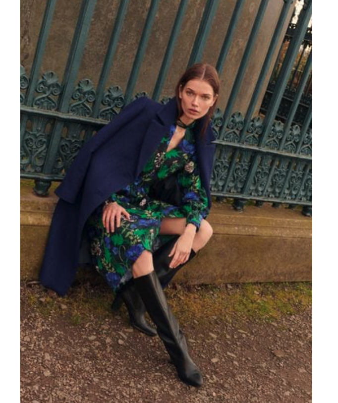 Pre-owned Barbour Angelina Flattering Longline Wool-ble Coat Msrp$680 Gorgeous Azure Blue