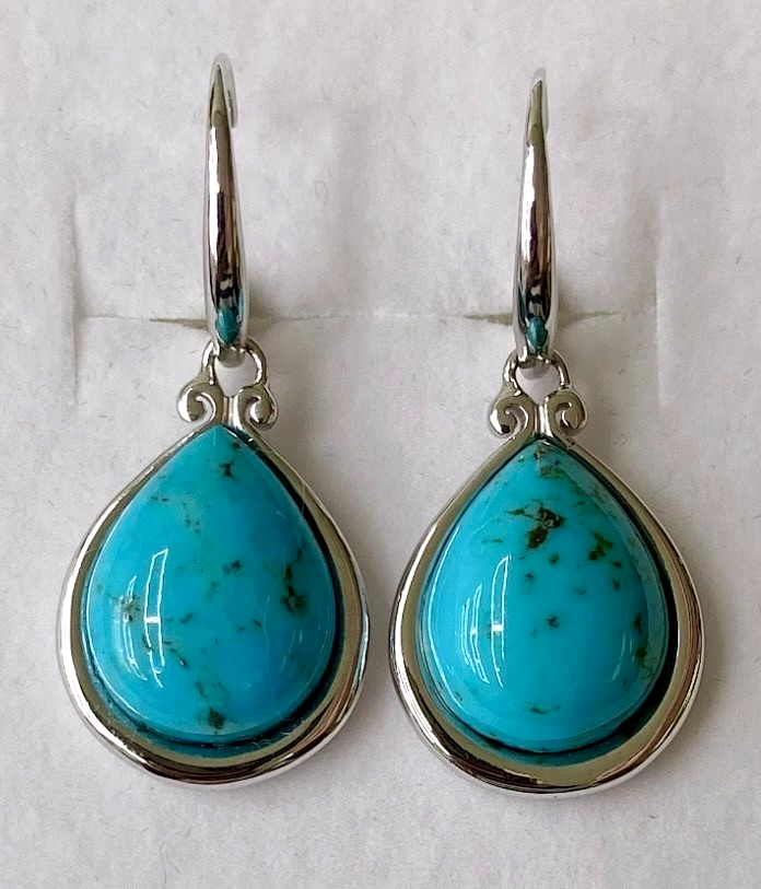 QVC Kingman Turquoise Sterling Silver Pear Shaped Drop Earrings