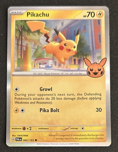 pikachu- Pokemon Card PIKACHU 062/193 Trick or Trade 2023 with
