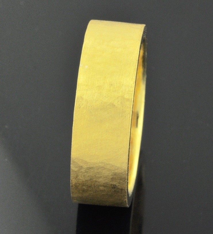 Pre-owned Luckyfinejewelry 24k Solid Yellow Gold Band Ring Hammer Hammered Design 7.50 Gram Handmade