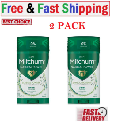 Mitchum Men Natural Power Deodorant Stick, Cedarwood, 2.7 oz. - 2 pack.
